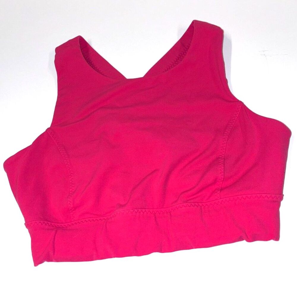 Athleta Strappy Cross Back Longline Sports Bra Pink Medium Support Small READ